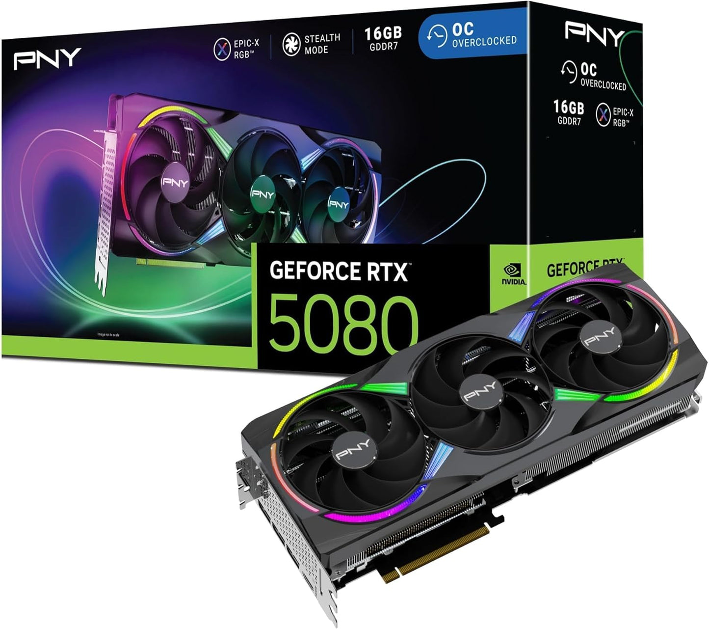 PNY Geforce RTX™ 5080 16GB ARGB OC Triple Fan Grafikkarte DLSS 4