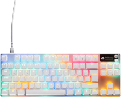 Steelseries Apex Pro TKL Gen 3 Weiß - Hypermagnetic Gaming-Tastatur - Omnipoint 3.0 Switches - Anpassbares Ansprechverhalten - Rapid Trigger - Rapid Tap/Socd - OLED - Pbt-Keycaps - USB-C - DE QWERTZ