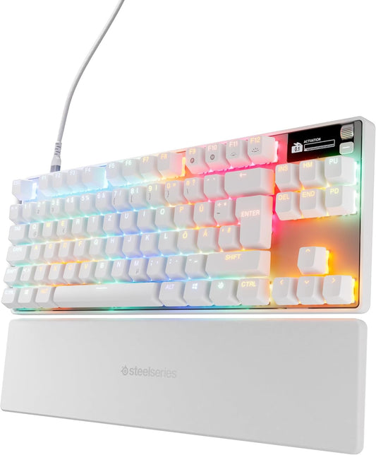Steelseries Apex Pro TKL Gen 3 Weiß - Hypermagnetic Gaming-Tastatur - Omnipoint 3.0 Switches - Anpassbares Ansprechverhalten - Rapid Trigger - Rapid Tap/Socd - OLED - Pbt-Keycaps - USB-C - DE QWERTZ
