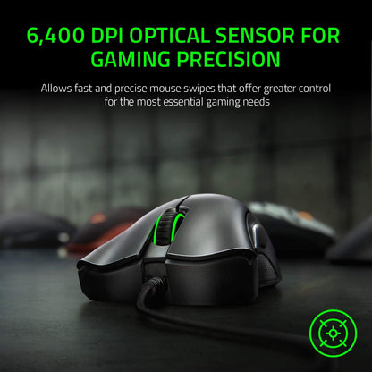 Razer Deathadder Essential (2021) - Kabelgebundene Gaming-Maus Mit Optischem Sensor Mit 6400 DPI (5 Programmierbare Tasten, Ergonomischer Formfaktor, 10 Millionen Klicks Lebensdauer) Schwarz